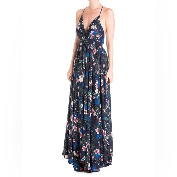 Meghan LA Sleeveless Maxi Dress Wildflower Navy - Picture 3 of 16